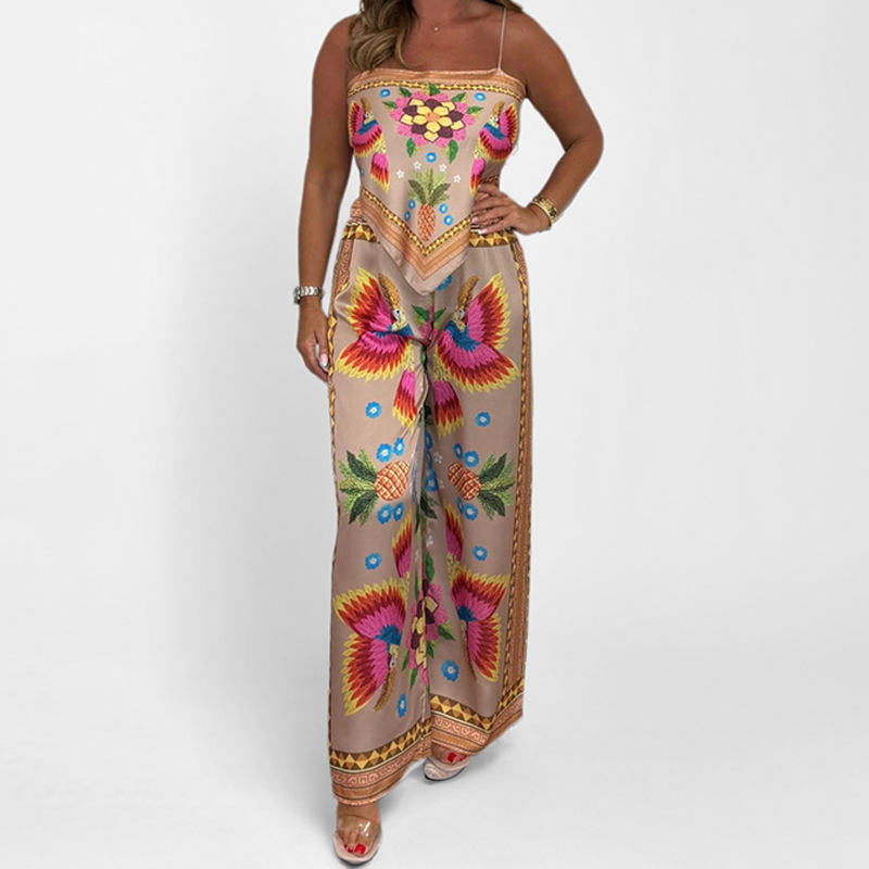 Elegant Summer Printed Strap Shorts Suit For Women Fashionable_voghion.com