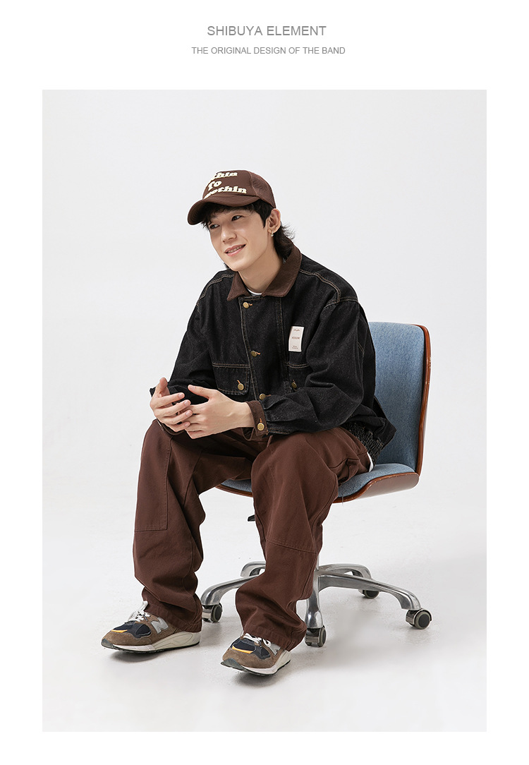 Title 11, Color Stitching Turnover Neck Profile Pocket De...