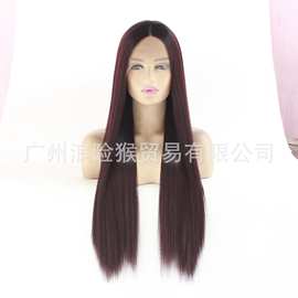 新款欧美假发13X4网红前蕾丝发套 棕色长直发一 件代发 Lace wigs