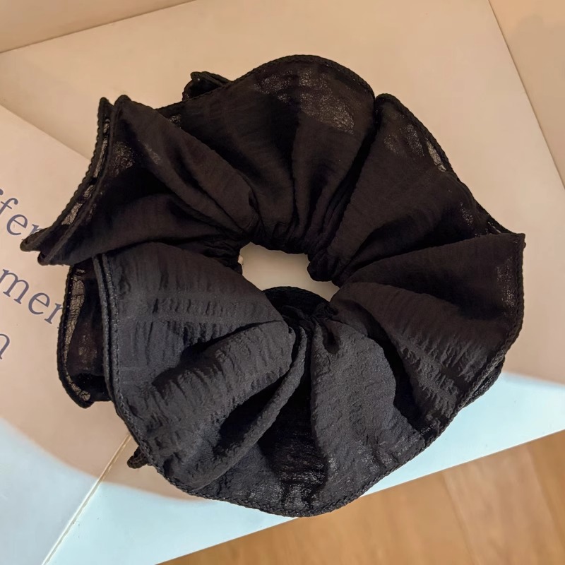 Lazo de encaje plisado amarillo, lazo para el cabello de intestino grueso para mujer, gran tamaño 2025, nueva cuerda para el cabello, flor para la cabeza, cuerda para la cabeza coreana, tocado de temperamento