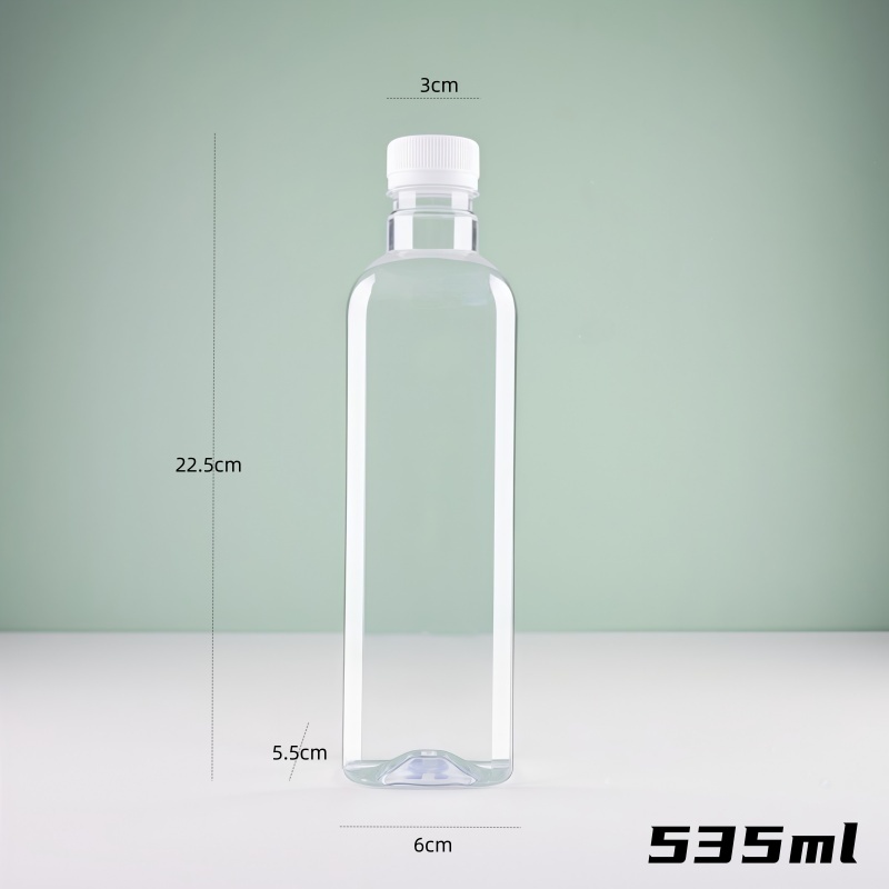 Botella de plástico para mascotas, botella de agua mineral transparente, botella de jugo de fruta desechable, botella de aceite y vino desechable con tapa sellada