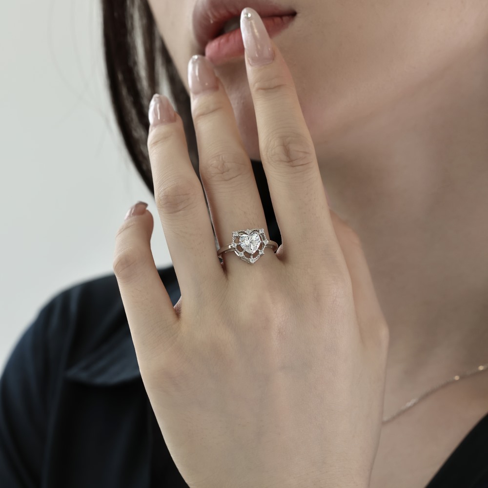 3g Weight Zircon Inlay Material Rings Classification 5, 9 Ring Size Banquet, Daily Occasion 925 Sterling Silver Material Heart Shape Pattern 2025 Spring and Summer Season Women's Gender Plating Design Elegant, Simple Style Style 925 Sterling Silver Zircon Heart Shape Rings 925 Sterling Silver Rings 20