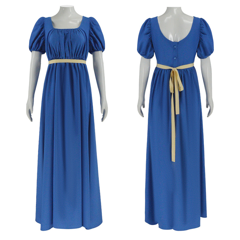 Bridgerton Cosplay Retro Regency Dress High-Waisted Ball Gown Victorian Empire Dress Tea Dress