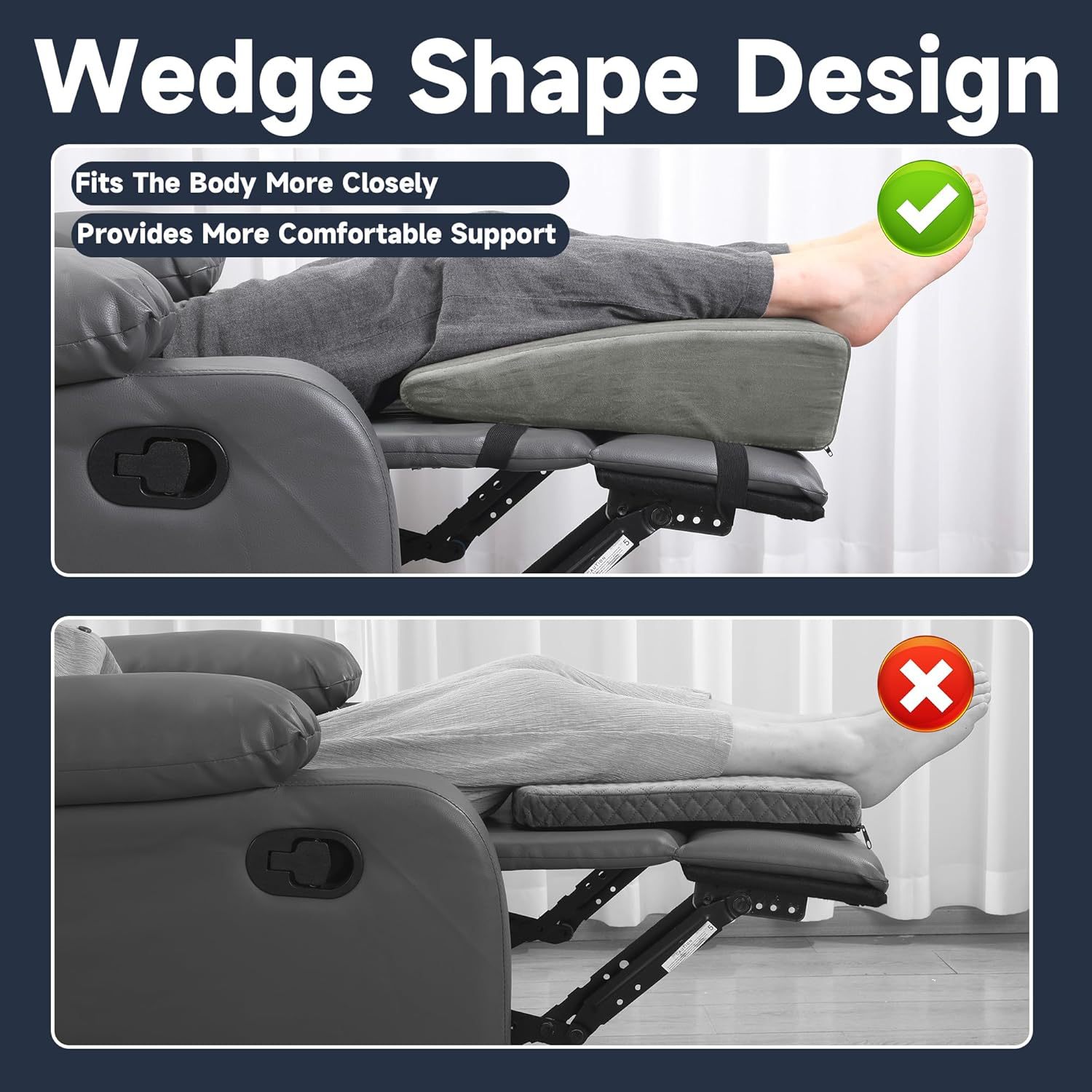 Almohada de espuma A3 en forma de cuña para reposapiés reclinable, extensor de reposapiés ajustable extragrande, almohada elevadora de piernas