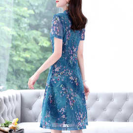 改良旗袍连衣裙女装2023夏装新款中长款中年妈妈显瘦气质碎花裙子