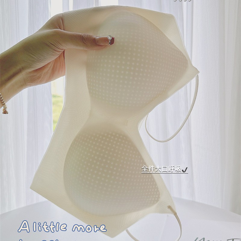 薄款空调bra 无痕内衣女大胸显小凉感固定杯细肩带背心式舒适
