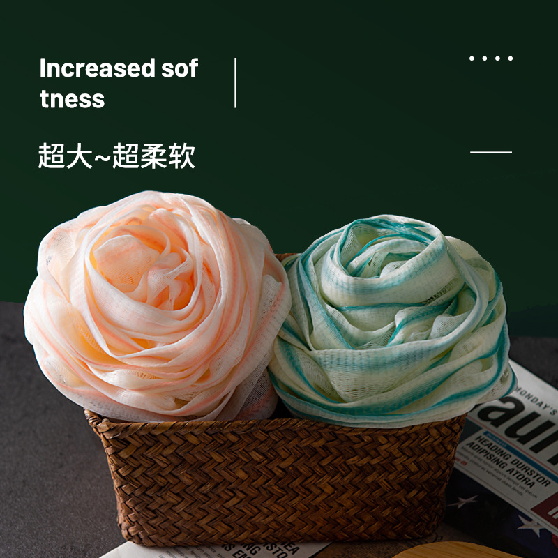 A5L玫瑰沐浴球浴花日系可愛泡泡洗澡球超柔軟大號不散球花澡搓浴