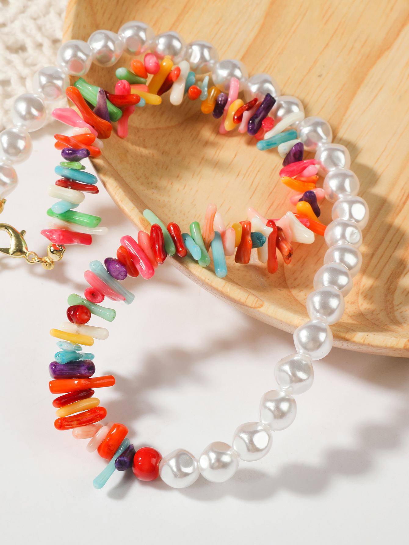 Pearl And Mixed Bead Necklace For Women Niche Coral Design_voghion.com