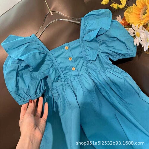 Baby girl summer clothes for children 2024 new Korean style princess skirt girls skirt children's style puff sleeve dress