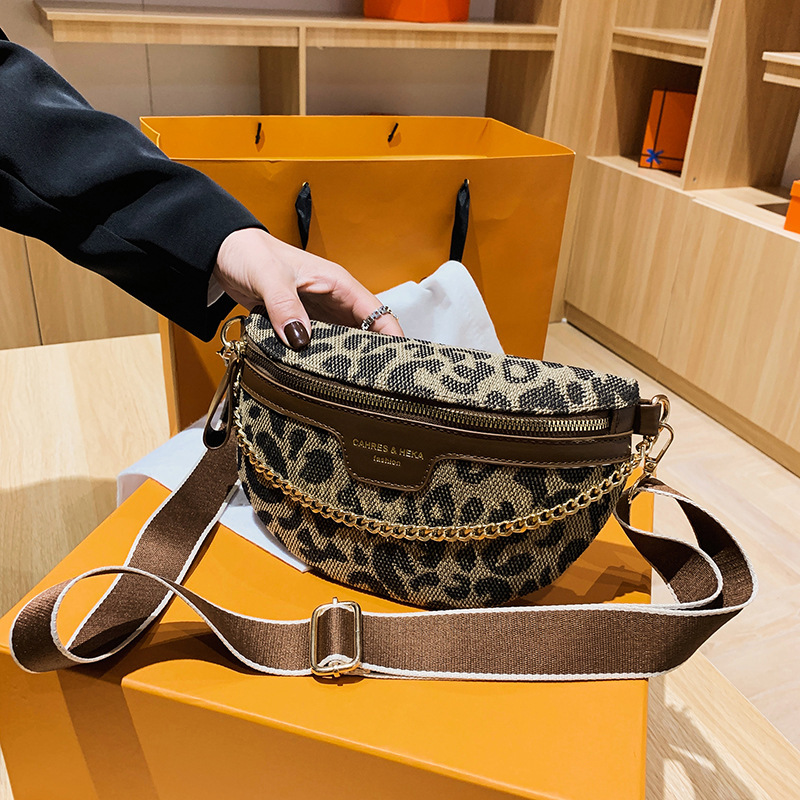 Leopard Print Chest Bag, Houndstooth Shoulder Bag, Small Bag for Women, 2026 New Trendy Retro Fashion Plaid Crossbody Bag, Waist Bag