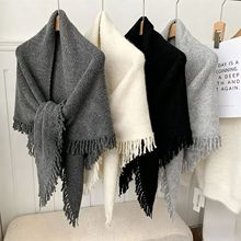 厂家直销2025年秋冬新款气质优雅外搭高级感羊毛加厚保暖流苏披肩