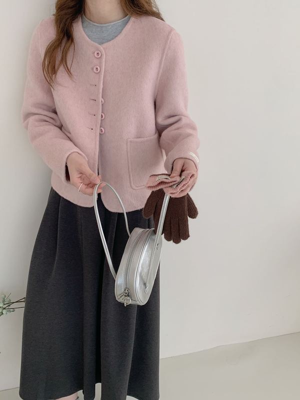 双面羊绒大衣女春秋季新款时尚休闲小个子圆领小香风羊毛呢短外套|undefined