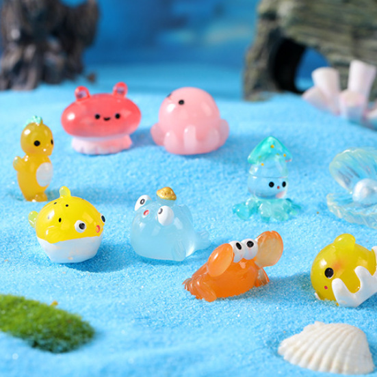 Jellyfish Hermit Crab Fish Tank Aquarium Accessories Bonsai Decoration Cute Marine Animal Ornaments Squid Orca Cross-Border