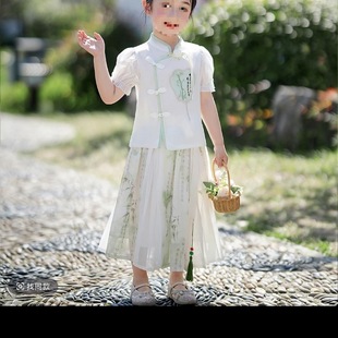 Hanfu Girl Ancient Style Outfit Summer 2025 New Children's New Chinese Style Improved Fairy Tang Suit Rabbit Fur