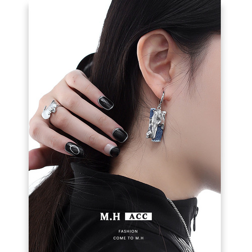 Original denim fabric series wholesale high-end niche design earring pendants with temperament tassel earrings for women