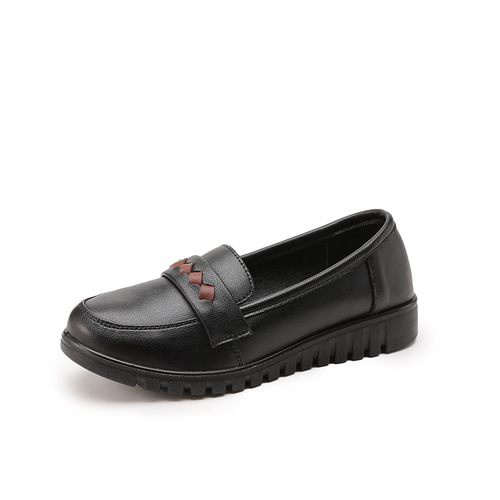 KFC work shoes for women, comfortable and soft, anti-slip, hotel restaurant kitchen leather shoes, mother's single shoes, comfortable flat shoes