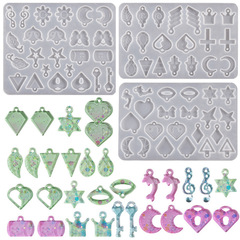 樹脂環氧diy滴膠耳環吊墜月亮十字架蝴蝶吊墜鑰匙耳環飾硅膠模具