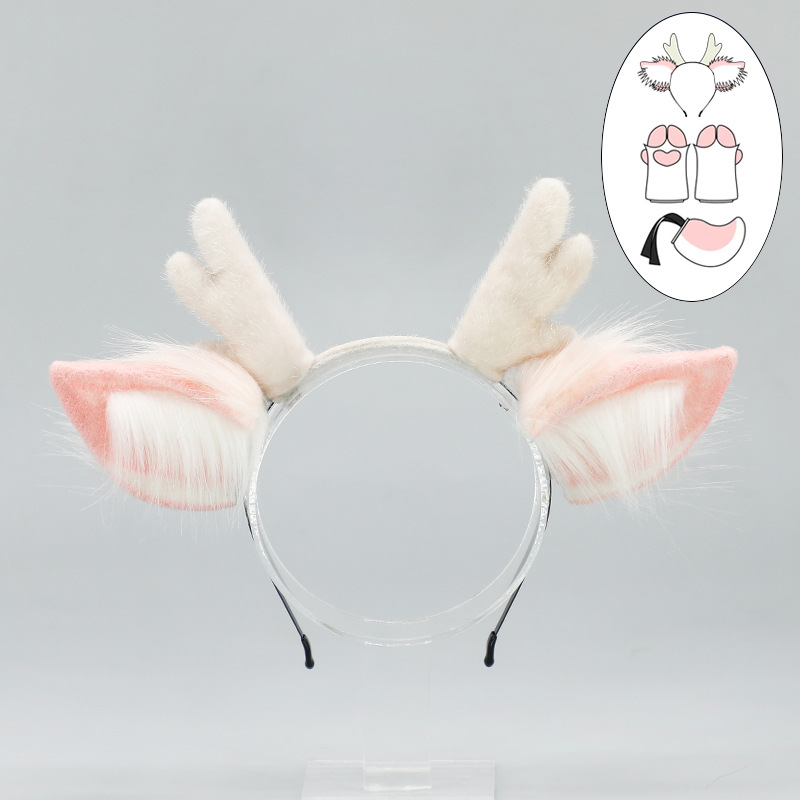 Navidad corbata diadema lindo felpa corbata tocado Cosplay accesorios hechos a mano simulación bestia oído diadema