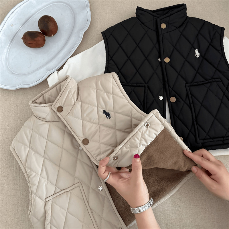 Chaleco infantil redondo para niños, chaqueta exterior, chaleco de rebeca para niños coreanos, chaleco sin mangas para niños de otoño e invierno, chaleco sin mangas, abrigo