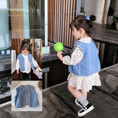 Baby's new spring and autumn denim vest, unisex denim jacket, model 52003