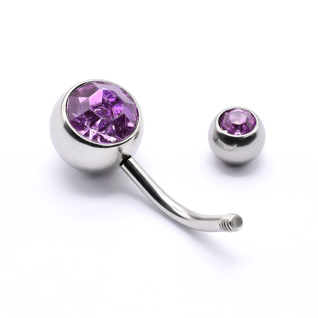 クロスボーダー臍飾り平頭粘ドリルステンレス臍環人体穿刺アクセサリーカラー水ドリルは臍釘をはめ込みます。