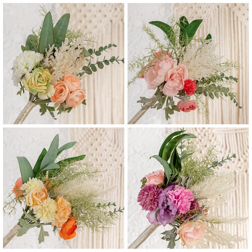 INS Cross-Border Hand Held Bouquet Manufacturer Fake Flowers Green Plants Wholesale Wedding Decorations MW99324