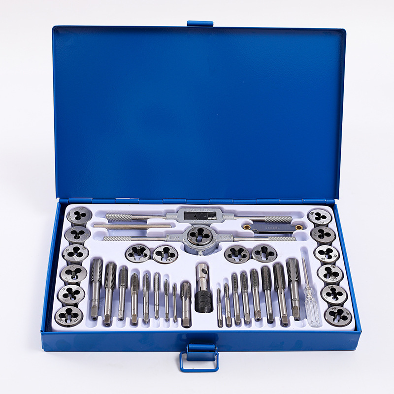 Complete set of tap die iron box 40pc hand tap wrench die gallows metric tap combination suit