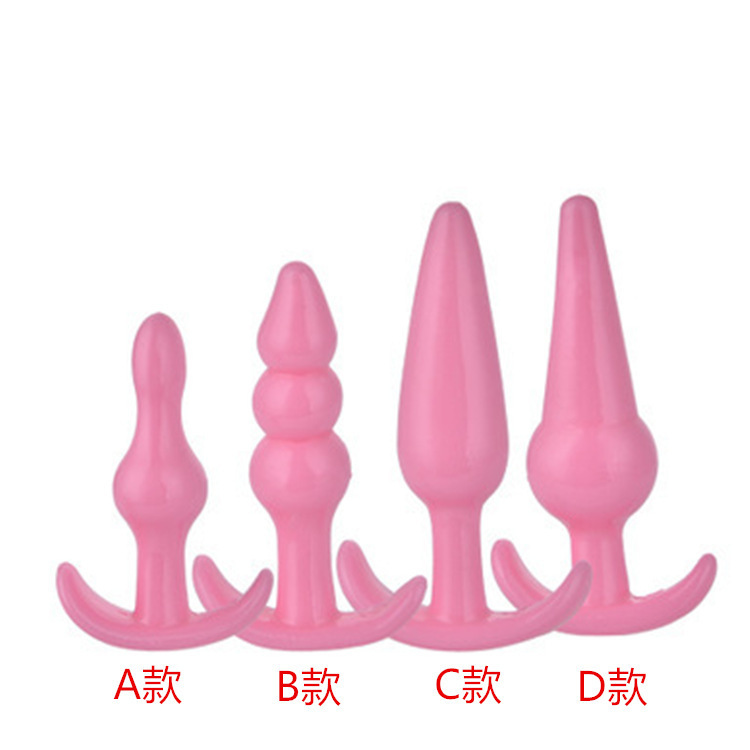Silicone Anal Plug and Beads Four-Piece Set, Mini Tapered Beads, Purple D-Style — detail image 11