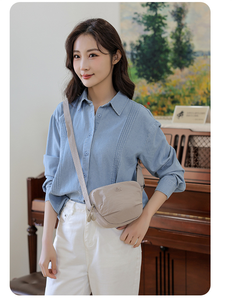 Foreign Trade Casual Solid Color Mini Crossbody Bag Women's New Style Outdoor Travel Small Shoulder Bag Phone Pouch Ultralight Waterproof Fabric Bag