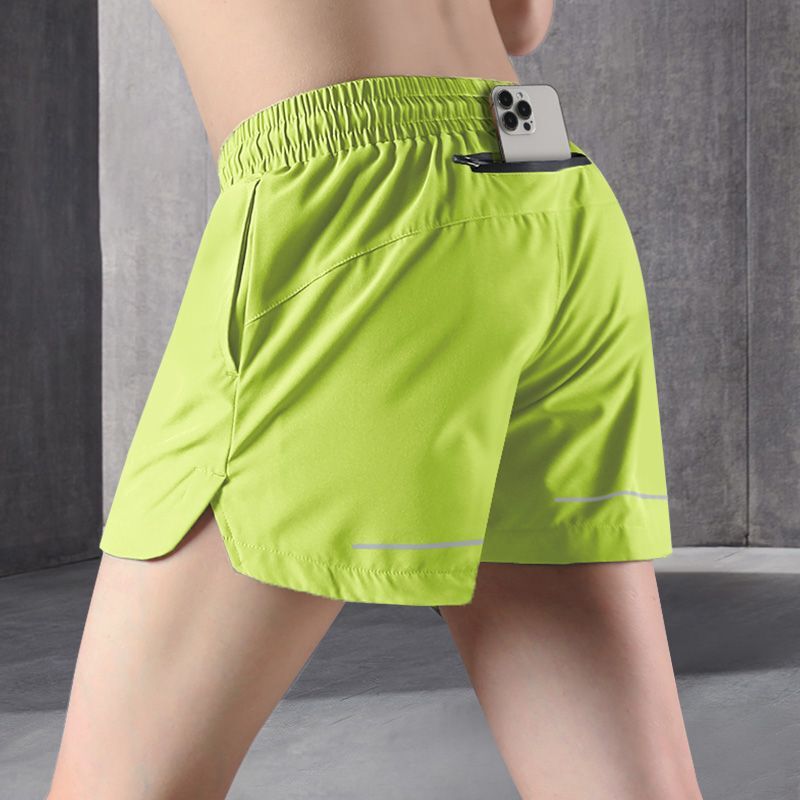 Men's Running Shorts with Phone Pocket, Sports Fitness-Specific Back Waist Pocket, Waist Bag, Quick-Dry Three-Point Shorts