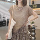 Sequin Design Sense Lazy Style Comfortable Hollow Knitted Sweater 2025 Summer Pullover Simple Blouse Solid Color Top for Women
