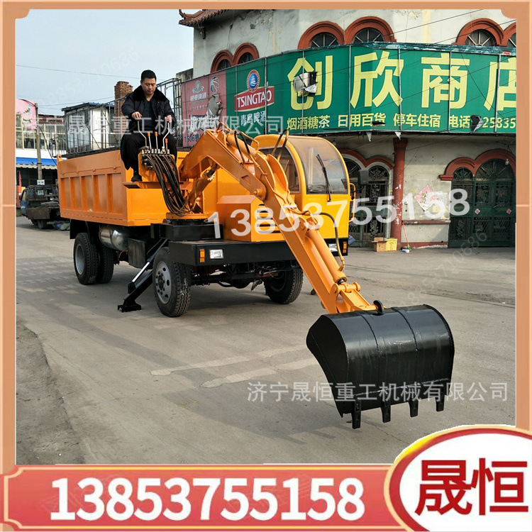 农用四驱随车挖 可升降自卸果园运输车 柴油小型抓木机翻斗车现货