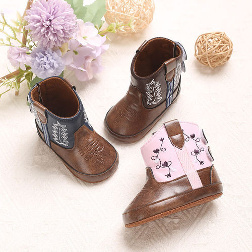 Baby First-Walker Shoes, Small Boots, Slip-On Baby Shoes for 0-1 Year Olds, Non-Slip Soft Sole, Autumn/Winter/Spring Pre-Walking Shoes, Coffee Color