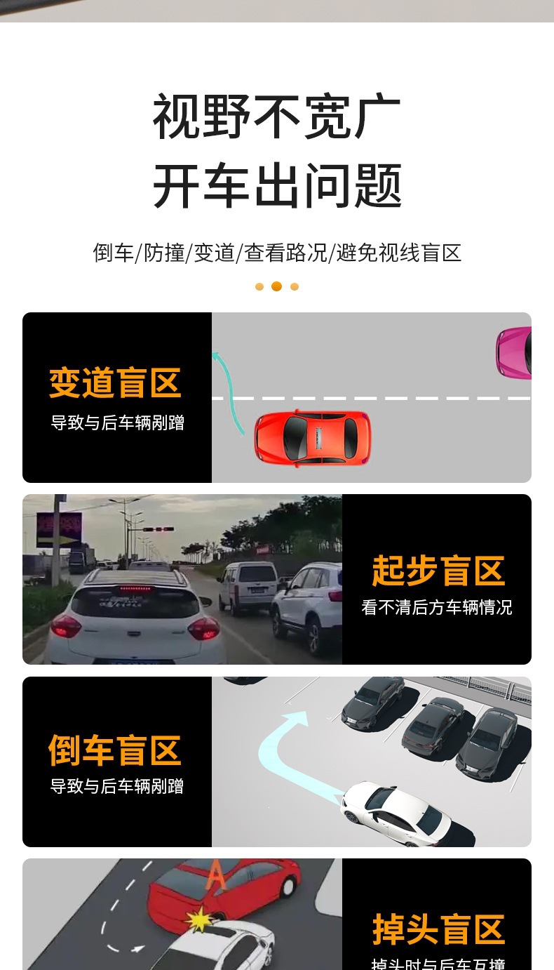 Small Round Mirror Rearview Mirror Car Reversing Blind Spot Auxiliary Mirror Reflector 360-Degree Ultra-Clear Mirror Car Emblem