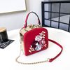 Small clutch bag from pearl, chain on chain, shoulder bag, 2022 collection, Korean style, flowered, food bag