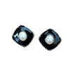 Black white earrings, silver needle, ear clips from pearl, silver 925 sample