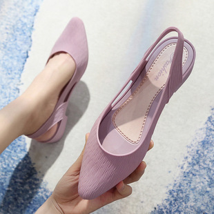 Z New 2024 Sandals Women's Summer Fashion Outerwear Internet Celebrity Student Korean Style Baotou Thick Heel Single Shoes Easiest for Match Medium Heel Thick