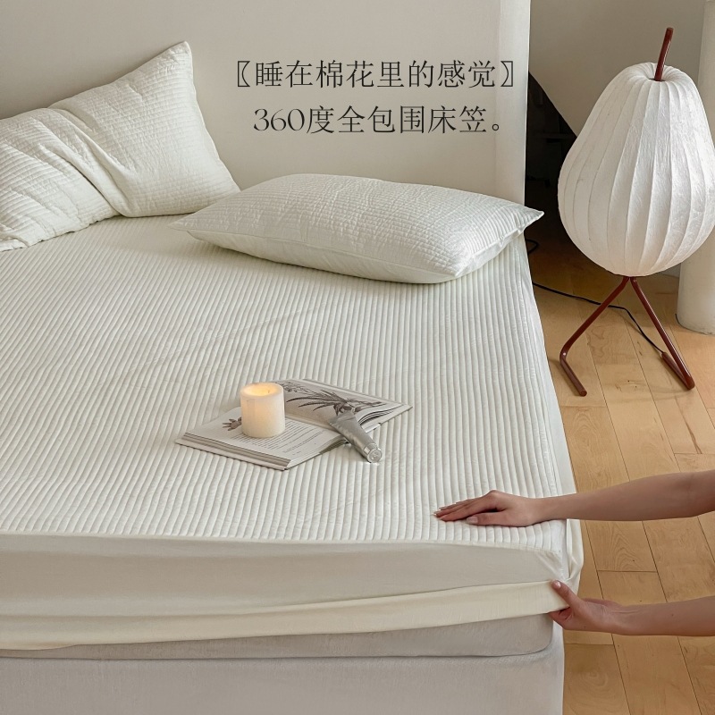 South Korea Quilted Mattress Hat Pure Cotton All Cotton Thickened Single-Piece Simmons Mattress Dust Protective Cover for All Seasons