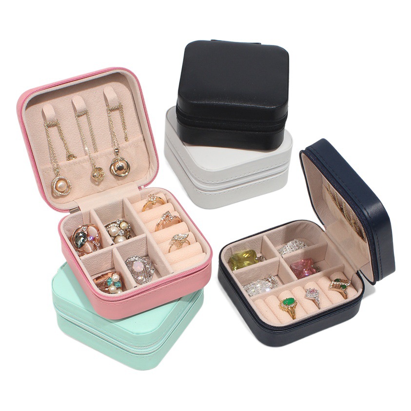 INS estilo simple y conveniente caja de almacenamiento de joyas collar pendientes pequeña bolsa de joyas caja de joyas de viaje anti-oxidación