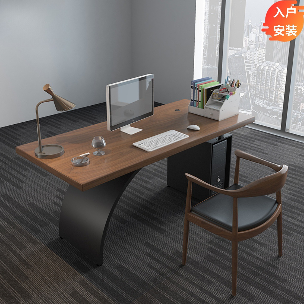 escritorio de madera maciza de hierro forjado escritorio de escritorio moderno simple escritorio de computadora loft escritorio de escritorio casero escritorio de jefe