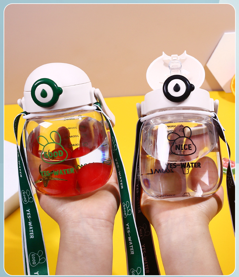 Baby learn drink tazas visual pajita taza de agua niños verano lindo dibujos animados escuela beber taza de plástico correa portátil pic 30