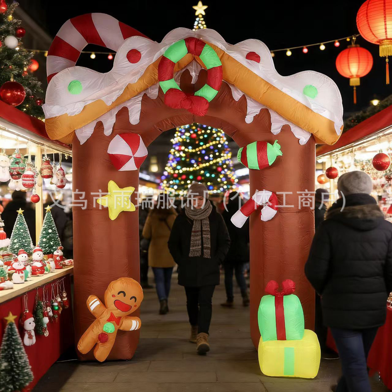 Navidad transfronteriza inflatable pan de jengibre casa arco patio exterior lámpara led decoración luminosa juguetes de dibujos animados decoración