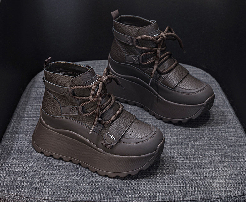 Giày sneaker nữ đế dày tăng chiều cao cổ cao lót lông mùa đông phong cách thể thao đa năng — 5012-1 lông nâu, 5012 lót trắng, 5012-1 lông trắng, 5012 lót nâu chi tiết 14