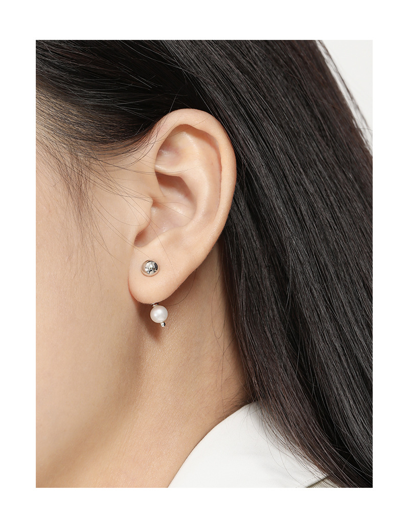 Fashion Geometric Sterling Silver Plating Artificial Pearls Earrings 1 Piece