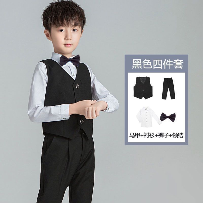 셔츠 + 바지 + 조끼 + 검은색 넥타이