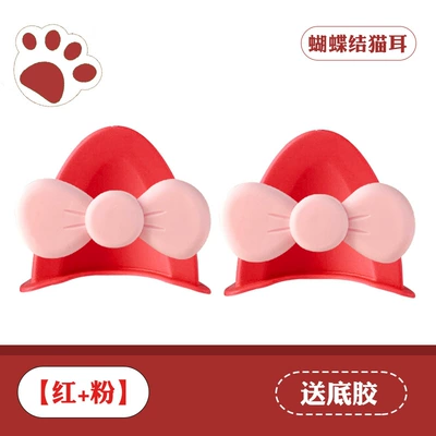 Helmet Ear Decorations Small Motosiklet dəbilqələri - cat-ear-bow-red-pink-comes-with-traceless-glue