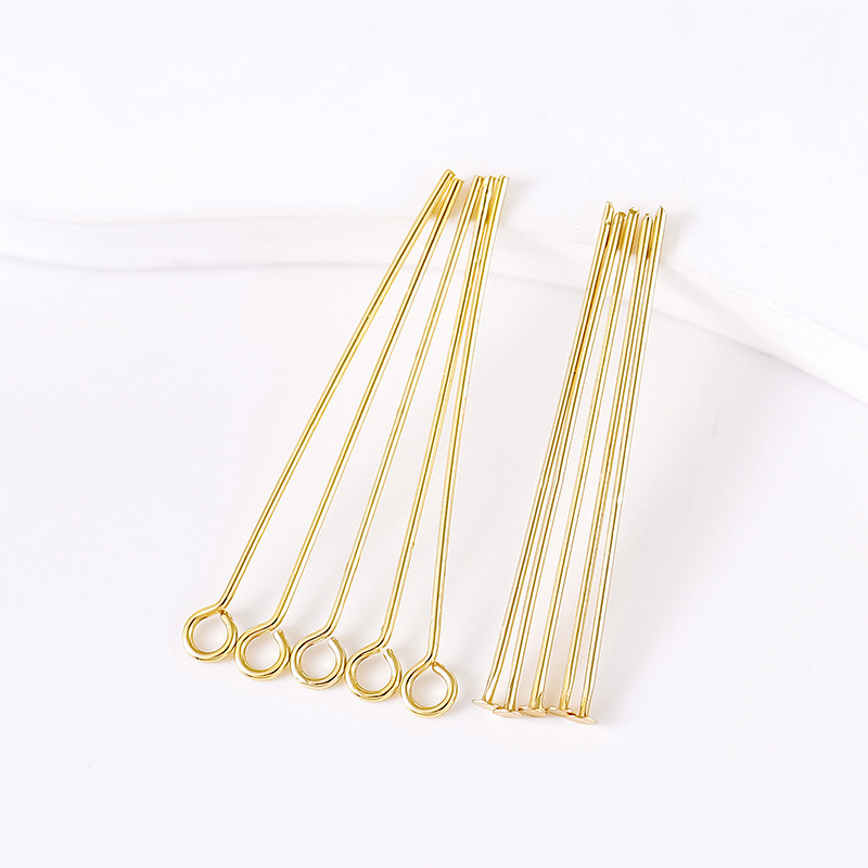 Pure Copper 14K Real Gold Color-Preserving 0.6Mm0.7Mm Thick T-Shaped Needle Nine-Shaped Needle DIY Handmade Beaded Jewelry Needle B42 Pure Copper 14K Real Gold Color-Preserving 0.6Mm0.7Mm Thick T-Shaped Needle Nine-Shaped Needle DIY Handmade Beaded Jewelry Needle B42