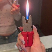 (全平台一件代发）钢丝钳造型明火可充气打火机 迷你个性创意新奇