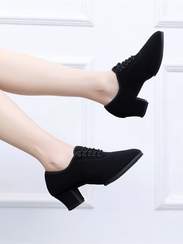 Zapatos de profesor de tacón alto de las mujeres zapatos de baile latino de tela Oxford zapatos de baile de fondo suave profesional zapatos de baile cuadrados de baile de jazz image 6