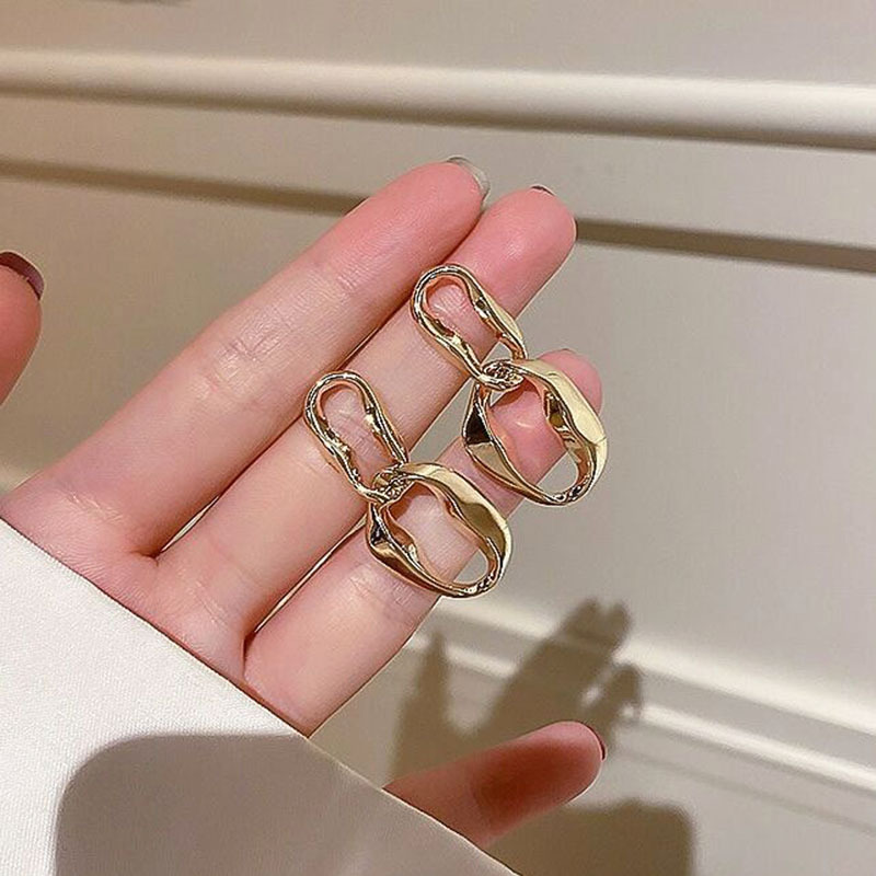 925銀針耳飾小衆設計感耳環幾何不規則圓圈耳墜新款潮網紅耳釘女